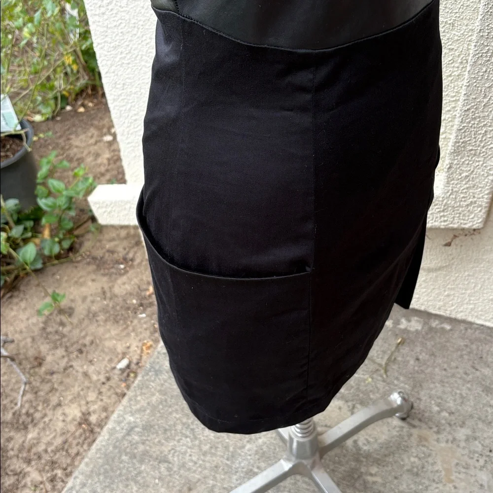 Sandra Weil stunning black dress w/ leather on top & wide pockets. Worn once - Picture 7 of 15